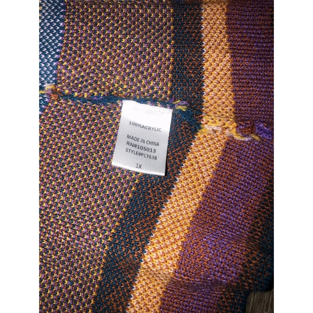 Andre by Unit Cardigan Sweater Women's 1X Orange Stripe Aztec Southweatern‎ Boho